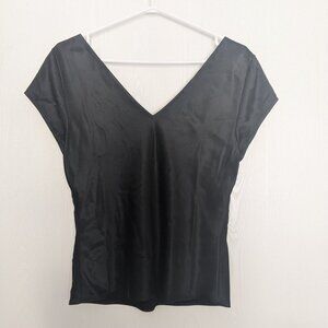 Stunning Talbots Black Silk V Neck Blouse